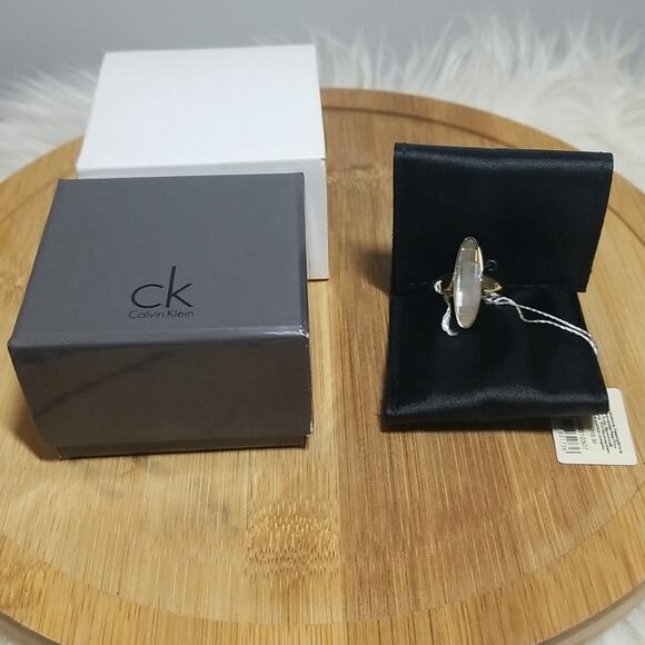 NWT Calvin Klein Continuity Slim Oval Faceted Yellow Glass Stone Size 7 - Picture 6 of 8